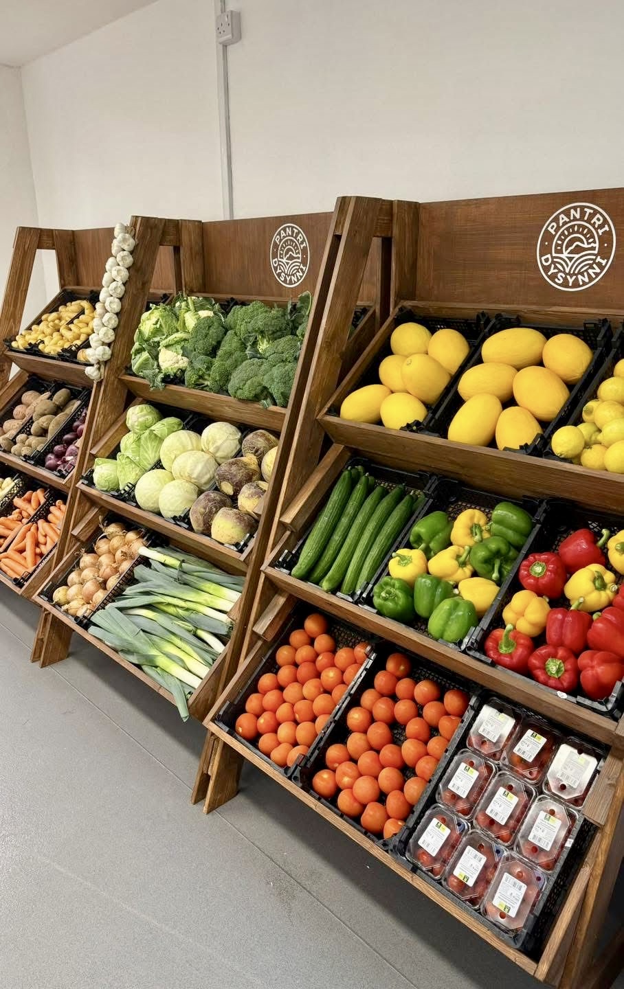 Fresh fruit and vegetables stocked at Pantri Dysynni