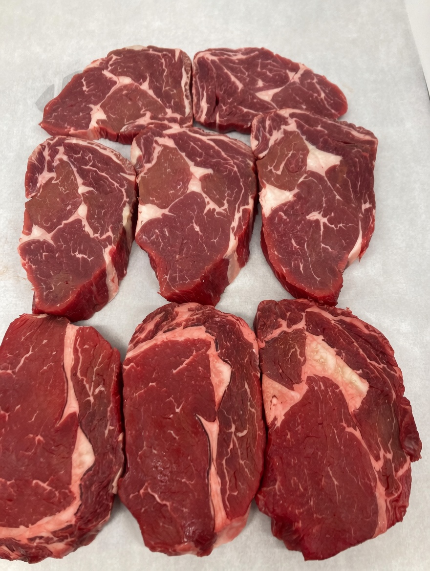 Premium ribeye steaks at Pantri Dysynni, Tywyn